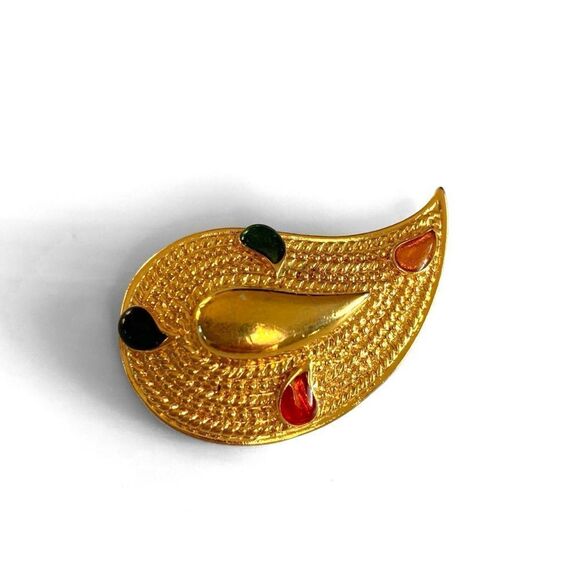 Vintage Gripoix Paisley Jewels Brooch - Picture 3 of 4